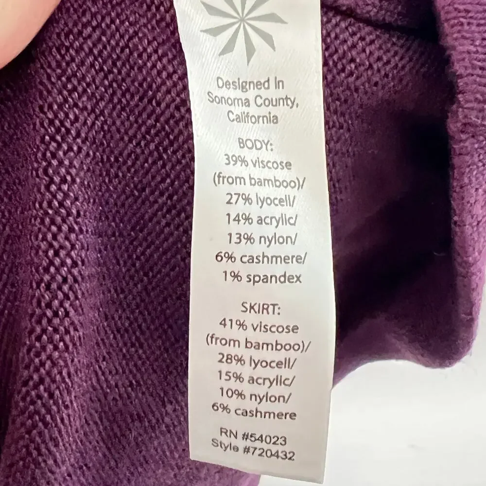 Athleta purple 3/4 sleeve knit A line sweater dress size XS B53 - Picture 3 of 4